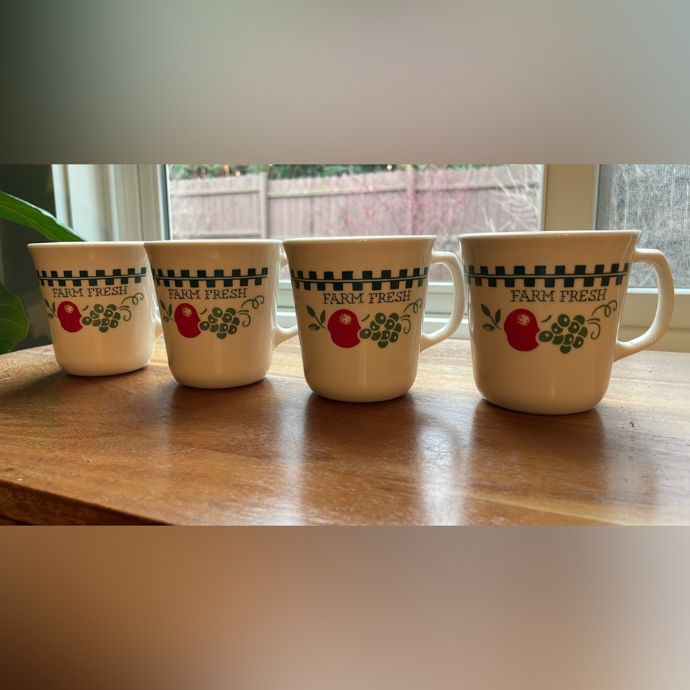Corning Farm Fresh Ceramic Mug Set - White with Red and Green Design